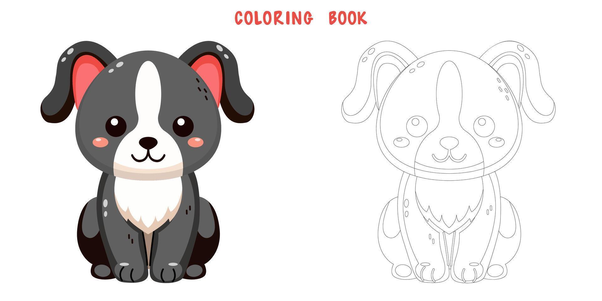 Coloring book of black dog vector