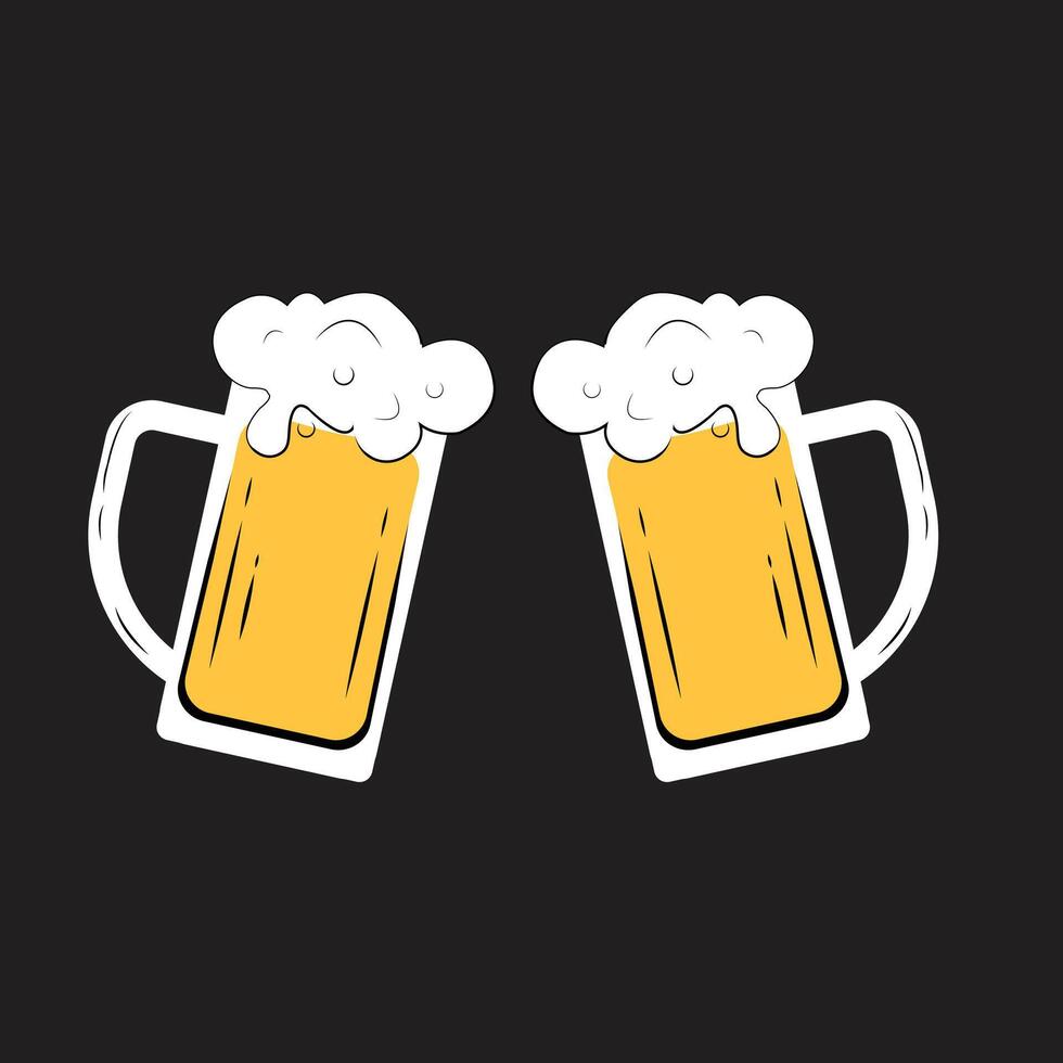 Two Beer glasses on the black background vector