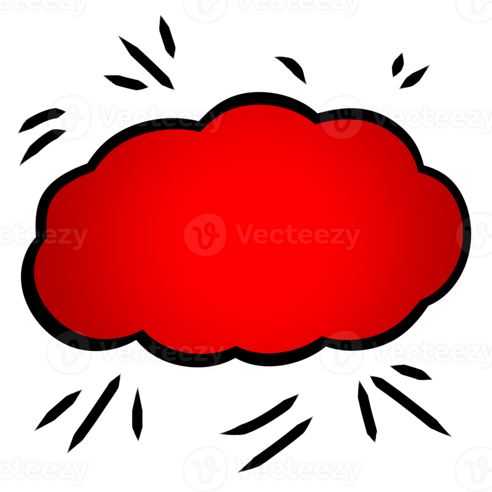 Bubble speech text cartoon element blank design red template file transparent background png