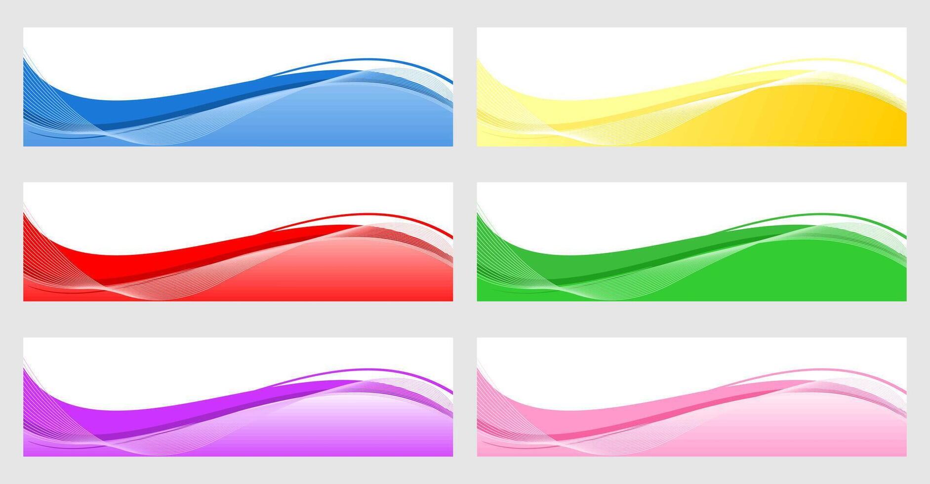 Abstract smooth color wave . Curve flow wave background set vector