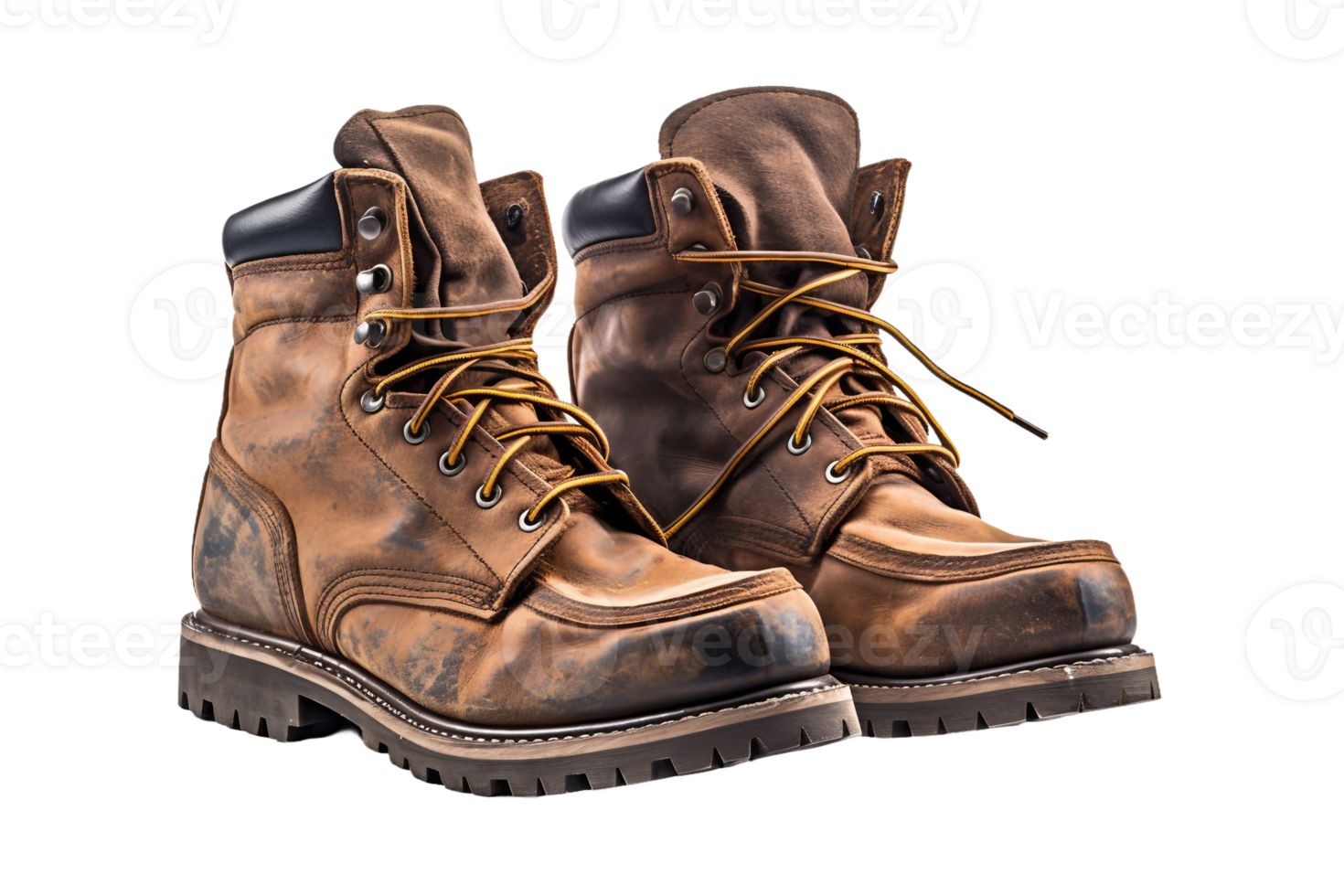 Rugged Work Boots on transparent background. png