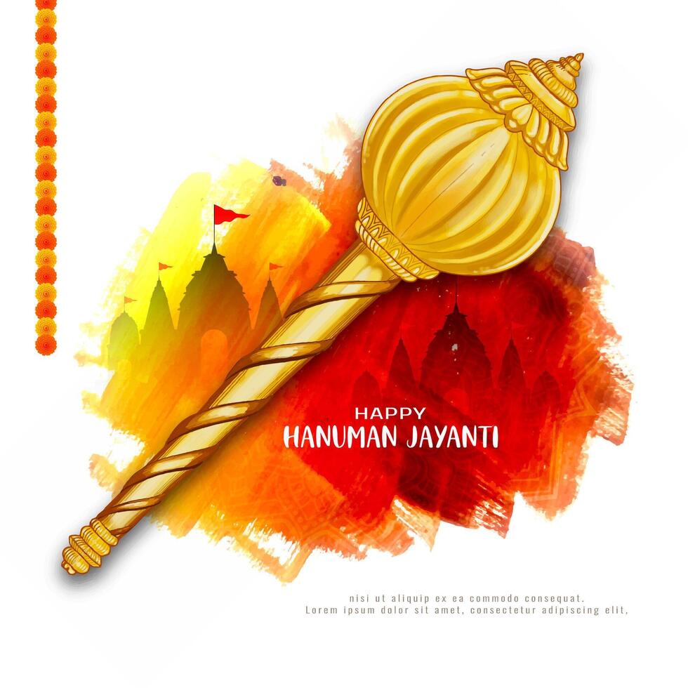 hermosa contento Hanuman Jayanti hindú festival saludo tarjeta vector