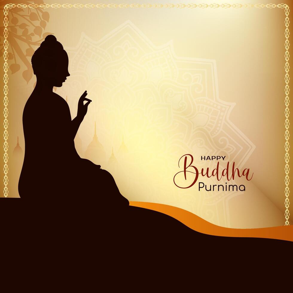 Beautiful Happy Buddha Purnima Indian festival celebration card vector