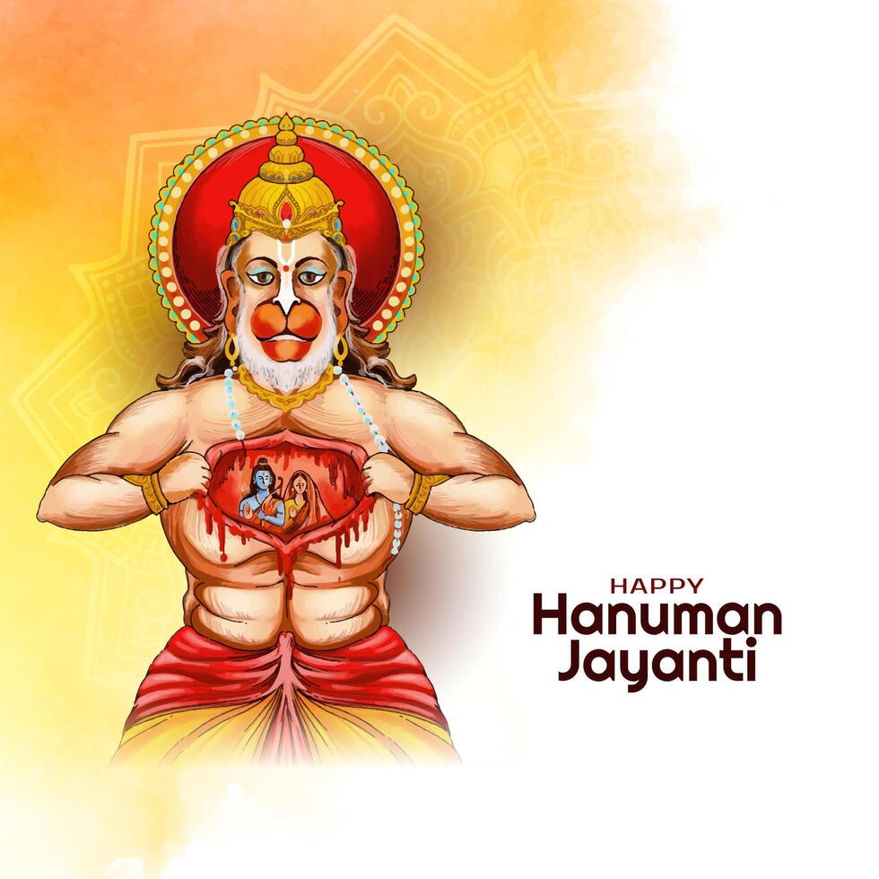 hermosa contento Hanuman Jayanti indio festival celebracion tarjeta vector