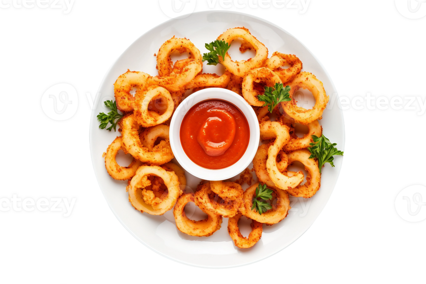 Mouthwatering Calamari Rings on transparent background. png