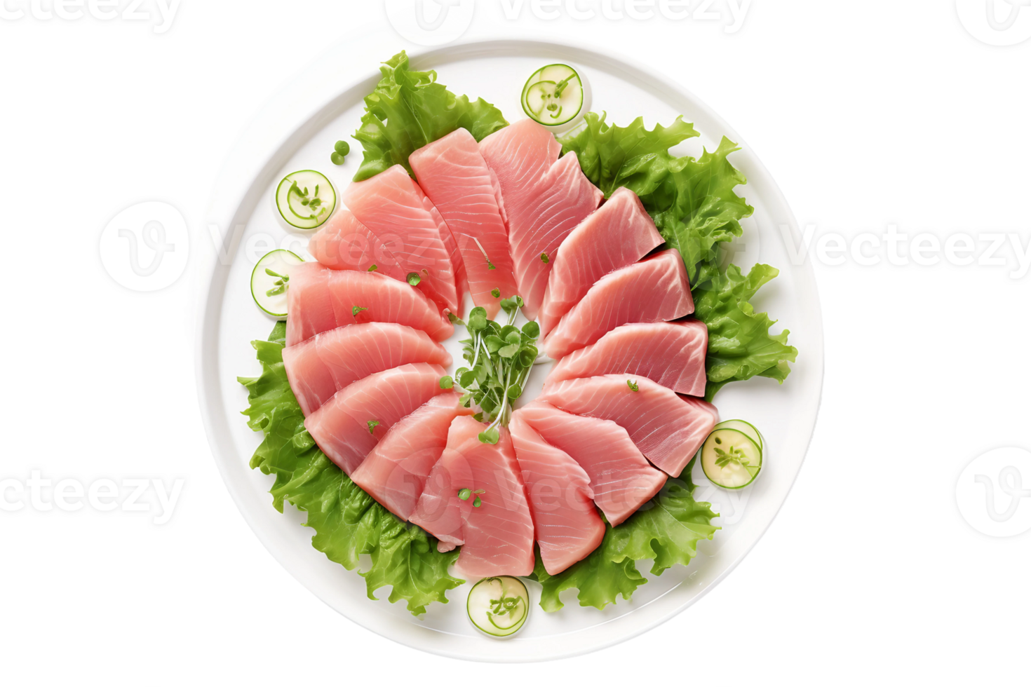 Tuna Sashimi Platter on transparent background. png