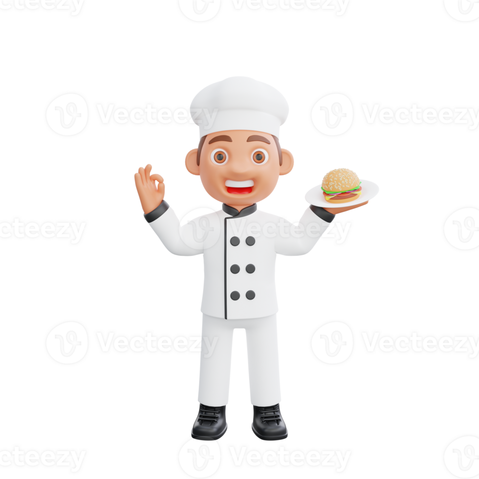 3D illustration of a chef cartoon character design png