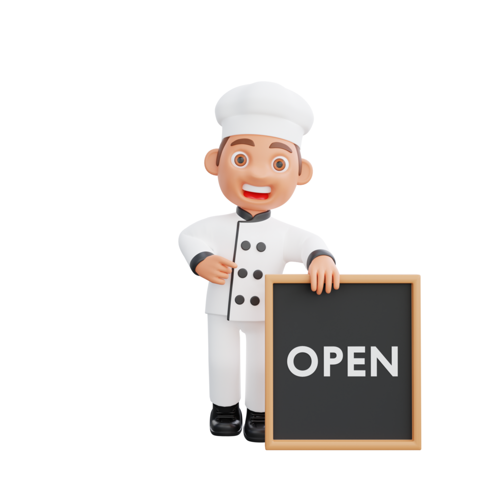 3D illustration of a chef cartoon character design png