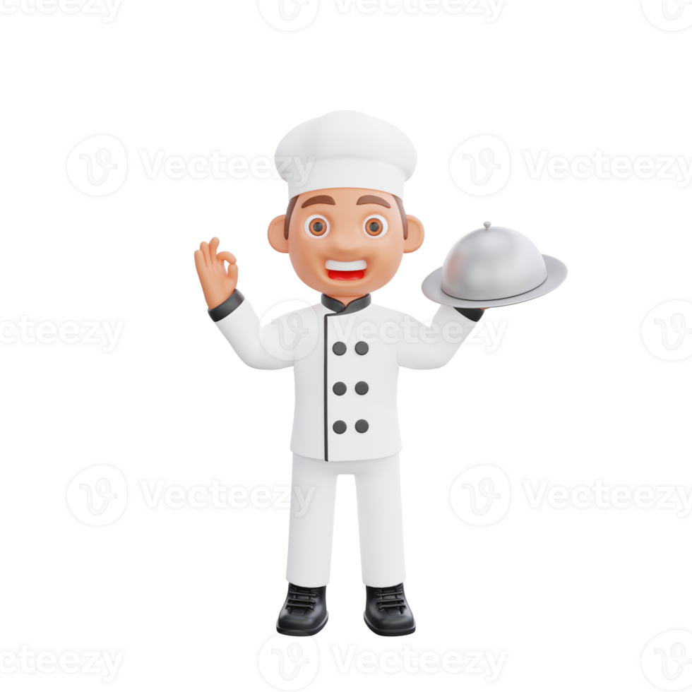 3D illustration of a chef cartoon character design png