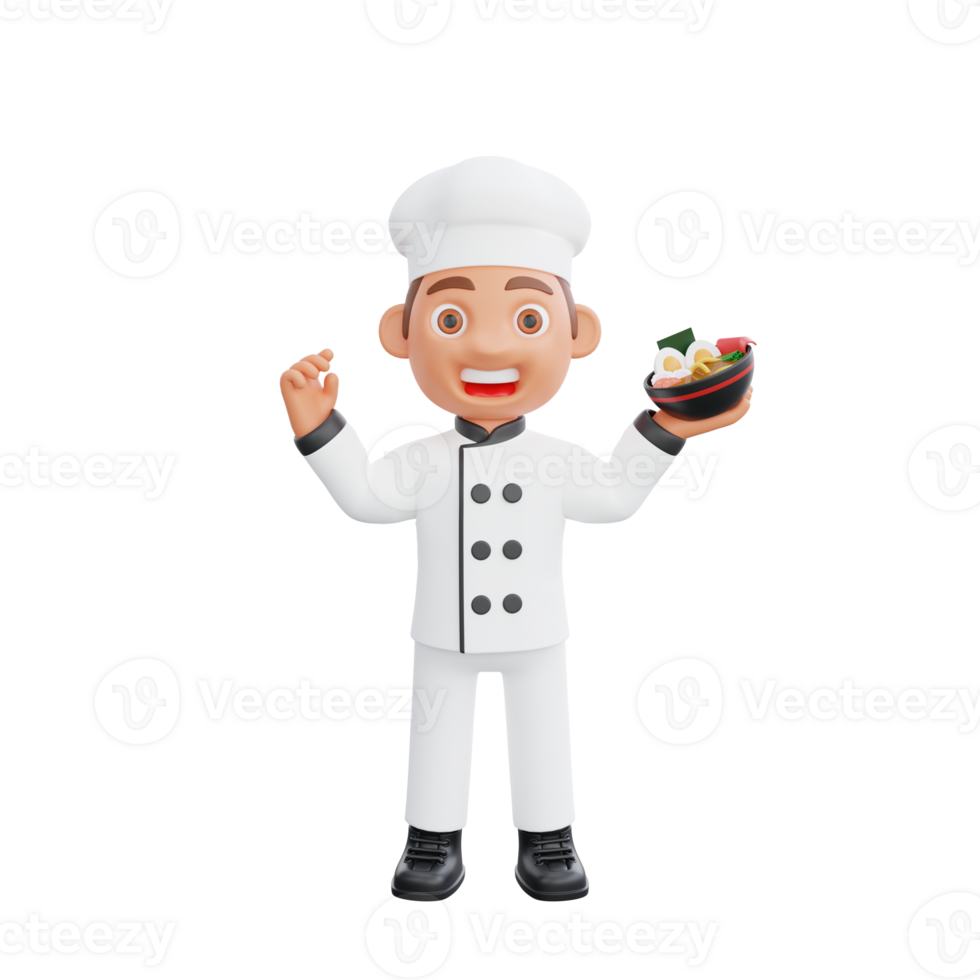 3D illustration of a chef cartoon character design png