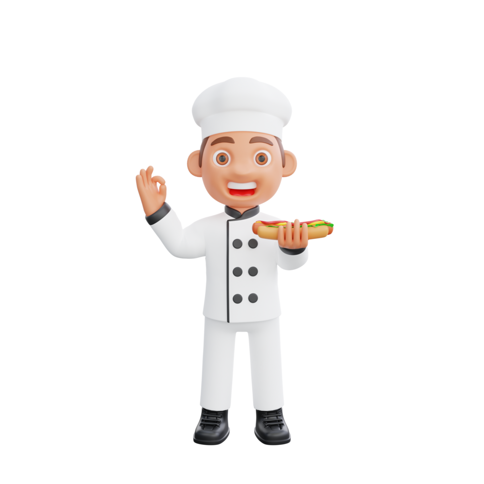 3D illustration of a chef cartoon character design png