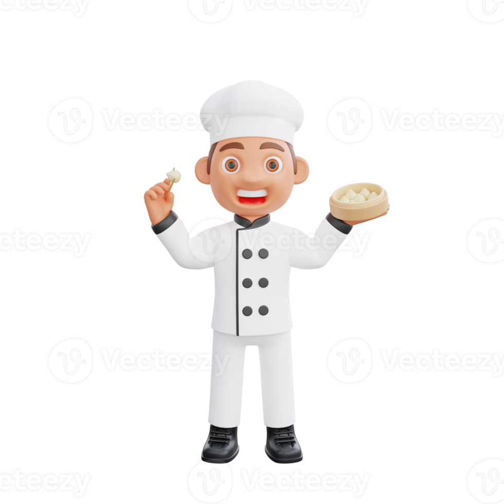 3D illustration of a chef cartoon character design png