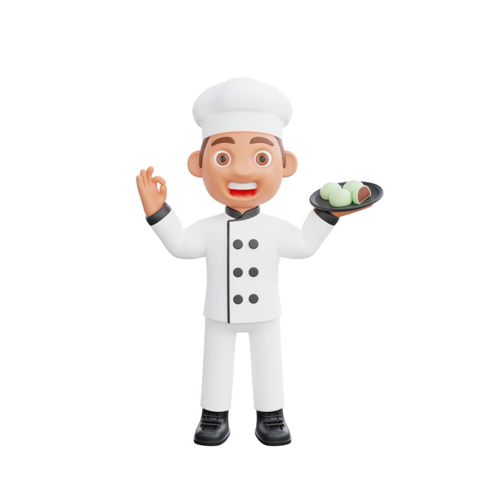 3D illustration of a chef cartoon character design png