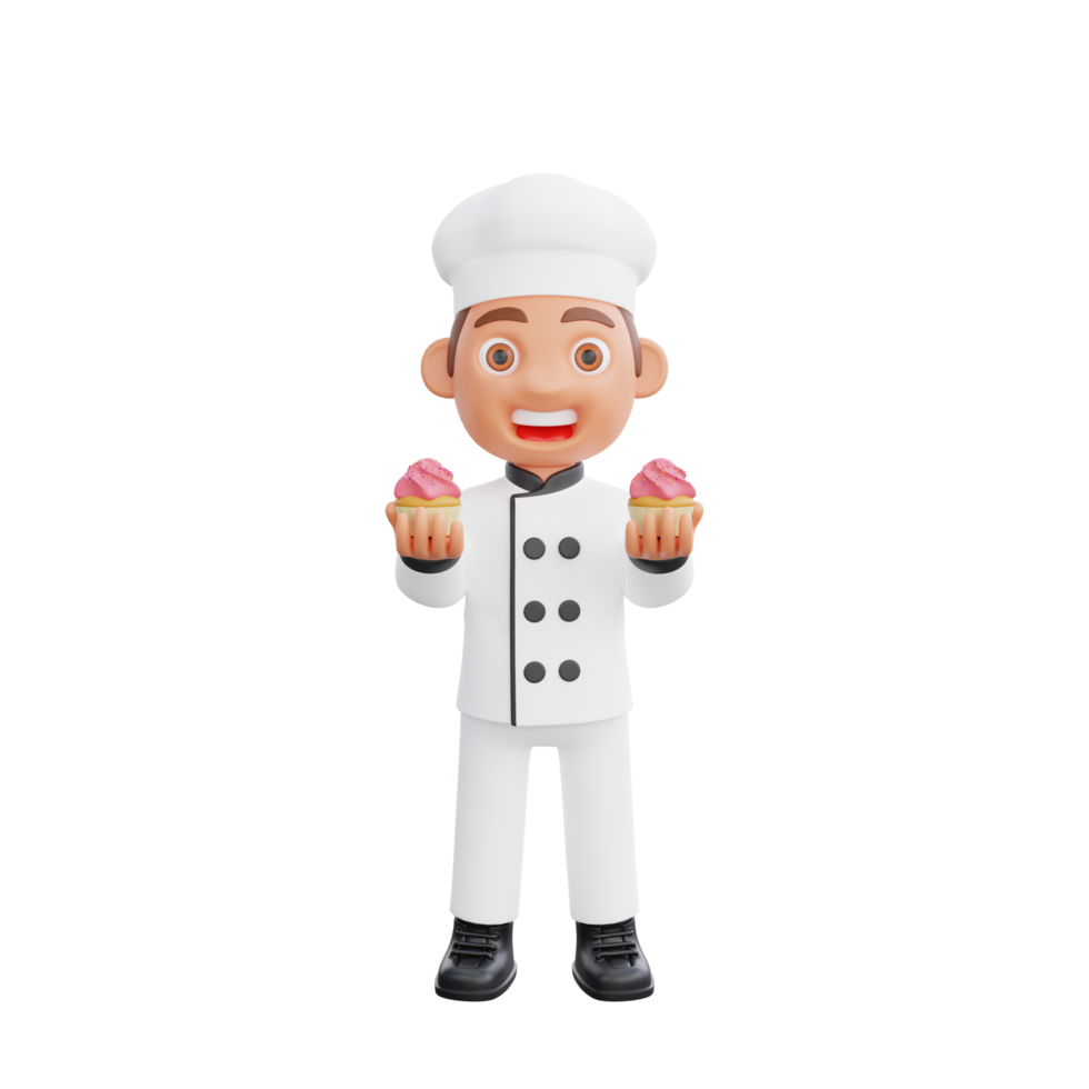 3D illustration of a chef cartoon character design png