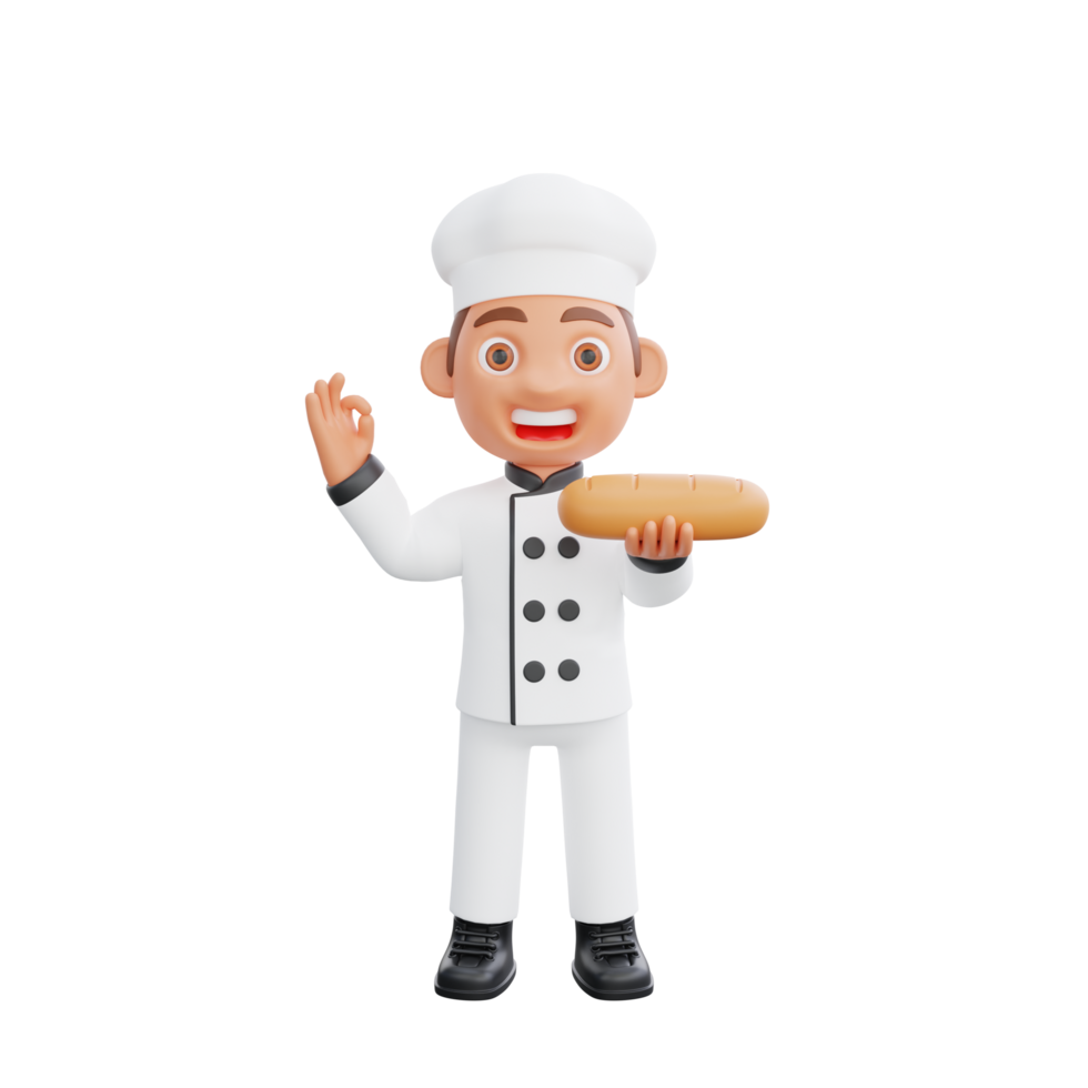 3D illustration of a chef cartoon character design png