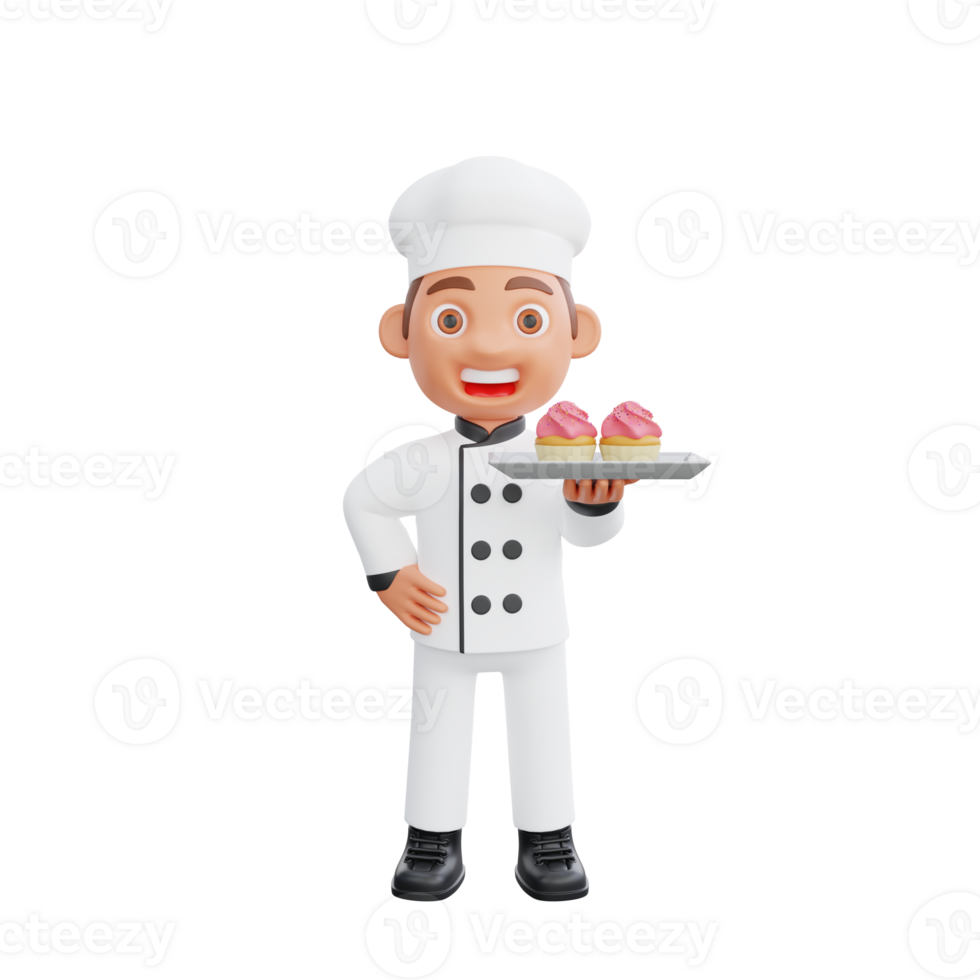 3D illustration of a chef cartoon character design png