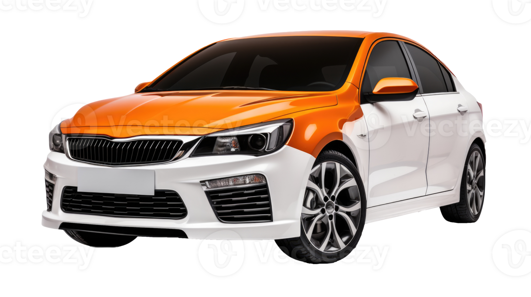 Sleek Car Image High Quality Vehicle Graphics in orange and white color png