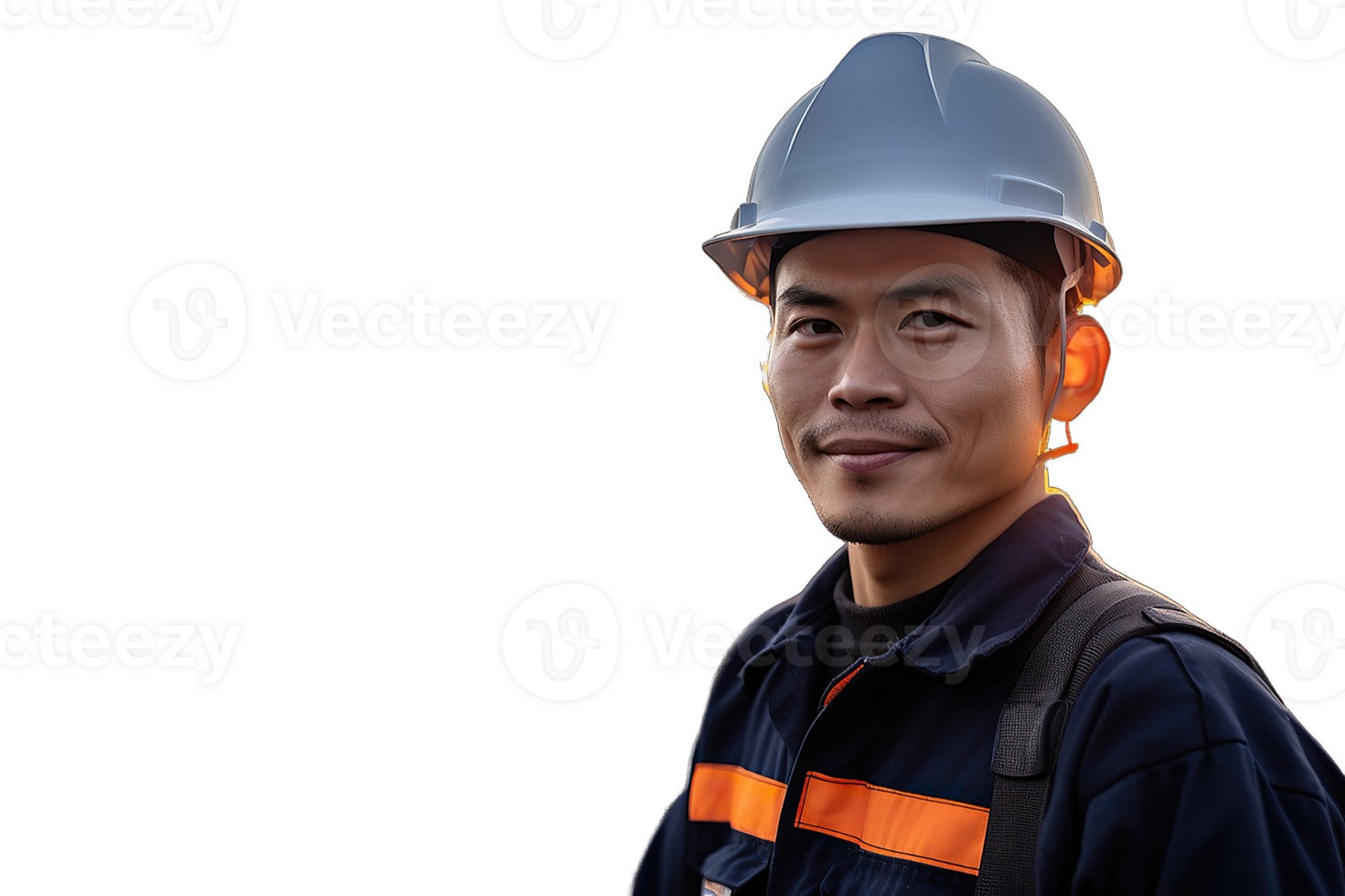 Engineer man using work hat isolated on transparent background png