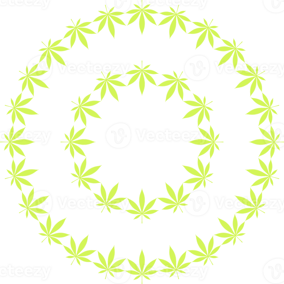 Cannabis also known as Marijuana Plant Leaf Silhouette Circle Shape Composition, can use for Decoration, Ornate, Wallpaper, Cover, Art Illustration, Textile, Fabric, Fashion, or Graphic Design Element png