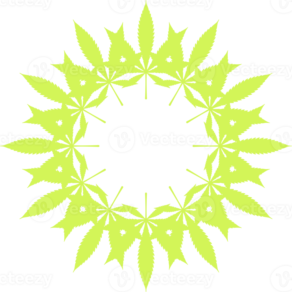 Cannabis also known as Marijuana Plant Leaf Silhouette Circle Shape Composition, can use for Decoration, Ornate, Wallpaper, Cover, Art Illustration, Textile, Fabric, Fashion, or Graphic Design Element png