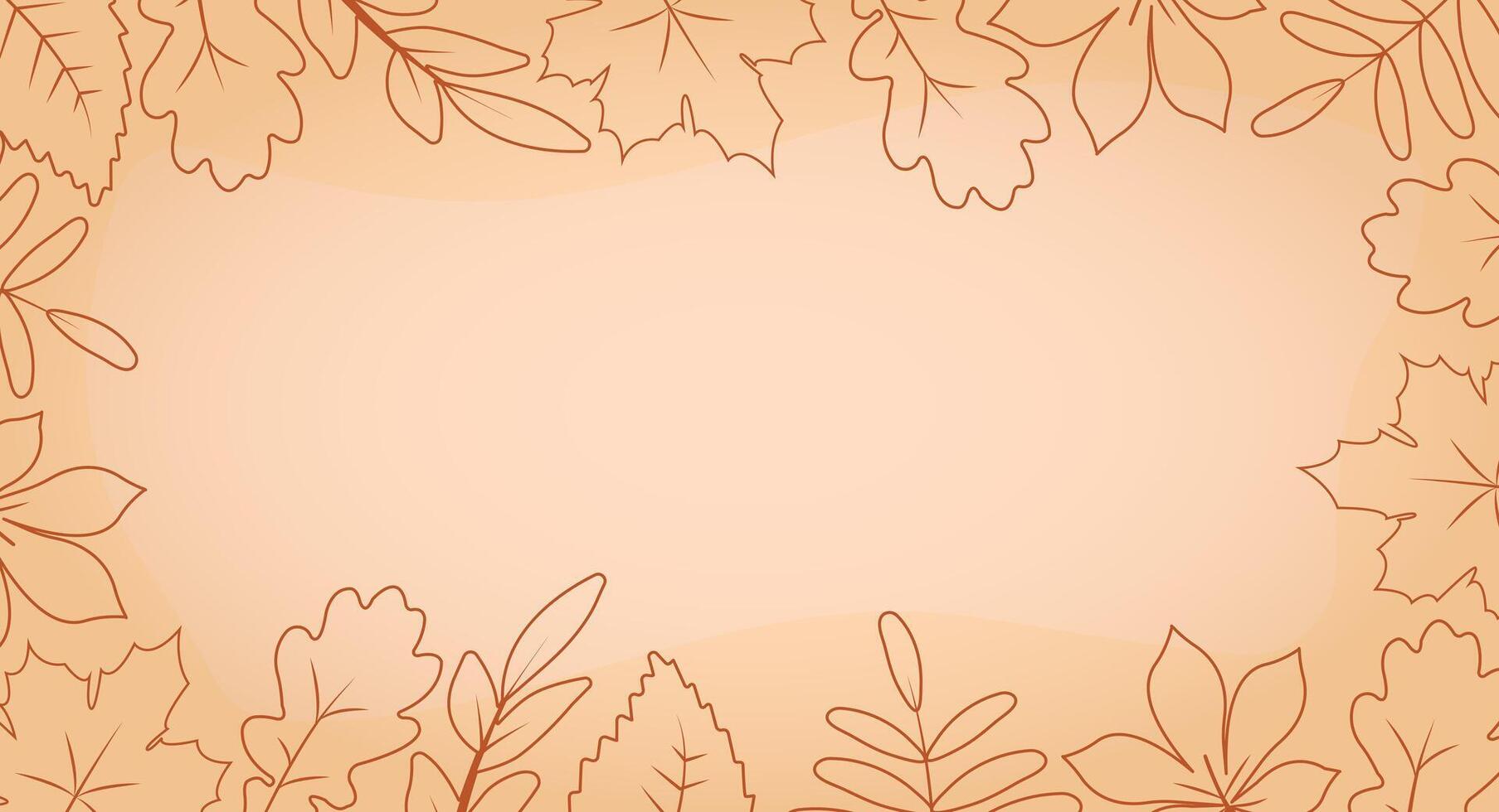 Simple minimalistic autumn background orange yellow. Outline leaves around the background, use for Presentation, Flyer and Leaflet, Cards, Landing, Website Design. illustration. vector