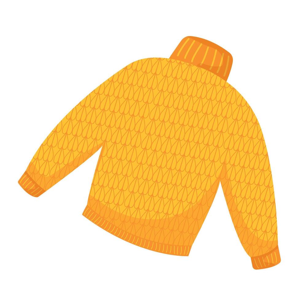 Knitted sweater hand drawn cartoon illustration. Flat style design, isolated . Kids autumn, fall print element, seasonal warm, cozy clothes, knitting, handicraft, knitwear vector