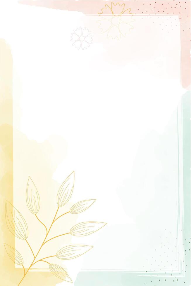 Watercolor light spring abstract vertical template, digital painting. Hand painted abstract watercolor background with flowers and leaves, illustration vector