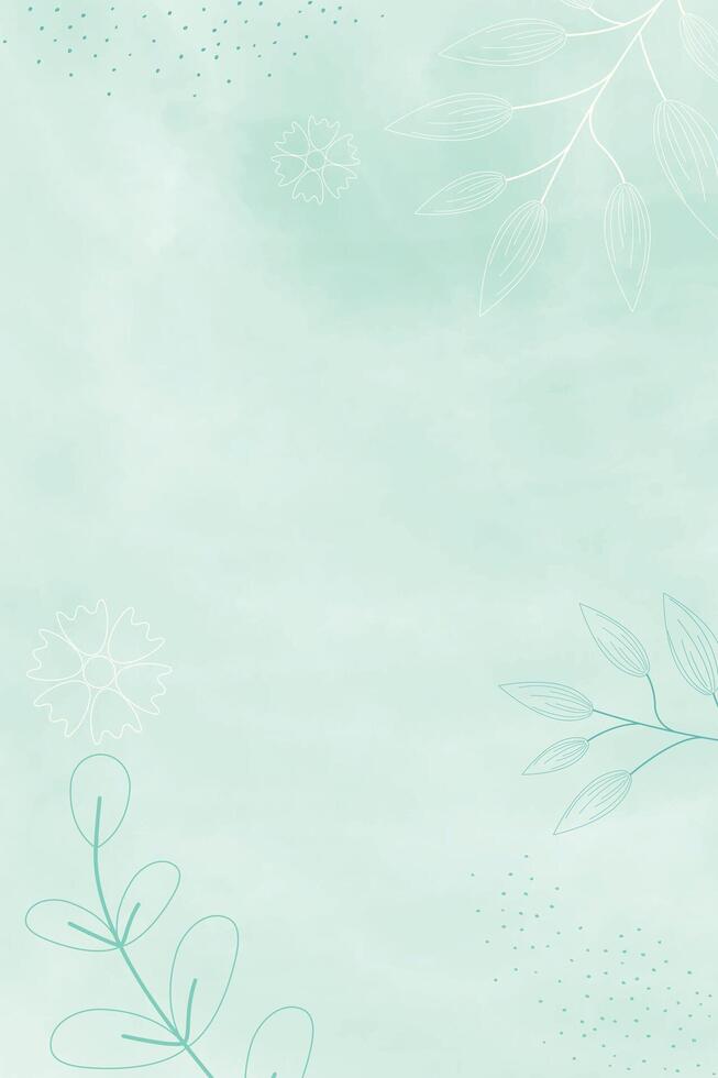 Watercolor light green spring vertical abstract background, digital painting. Hand painted abstract watercolor background with flowers and leaves, illustration vector
