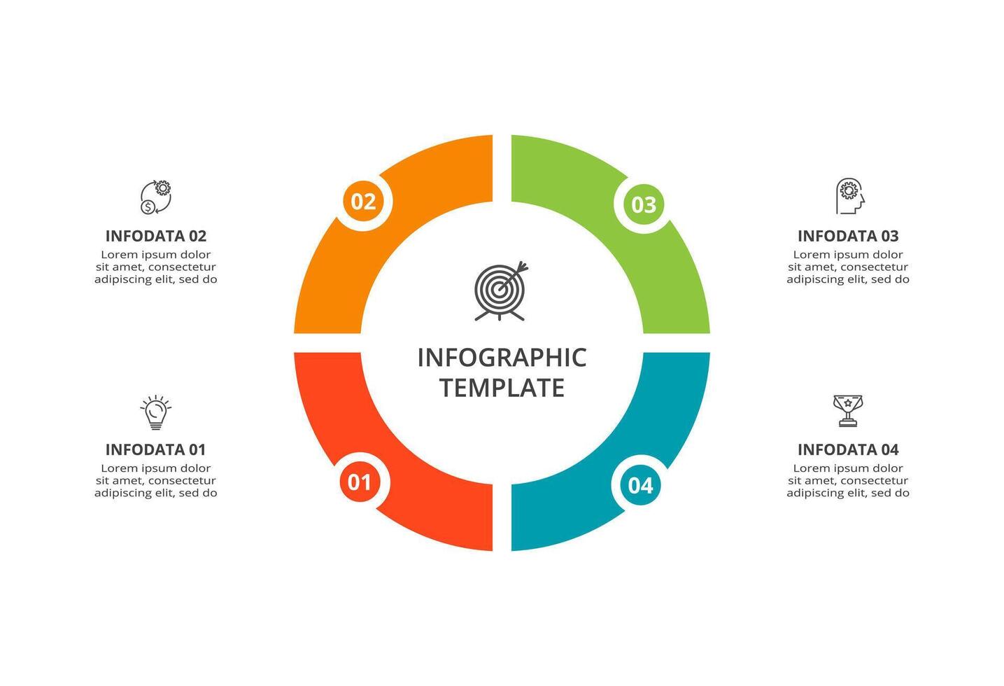 creativo concepto para infografía con 4 4 pasos, opciones, partes o procesos. negocio datos visualización. vector