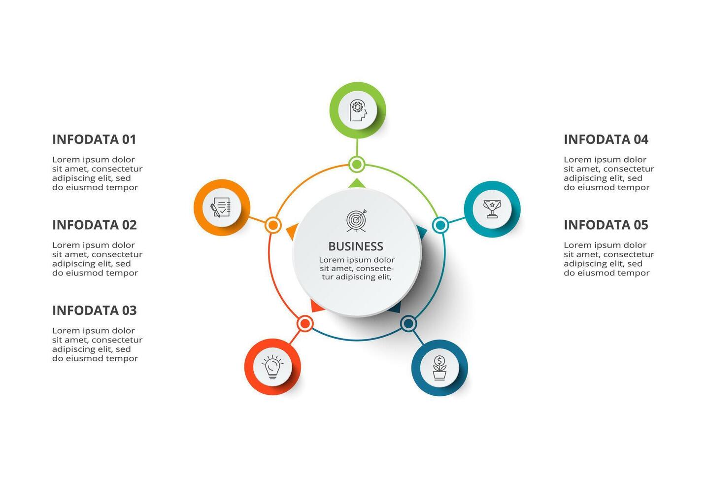 Creative concept for infographic with 5 steps, options, parts or processes. Business data visualization. vector