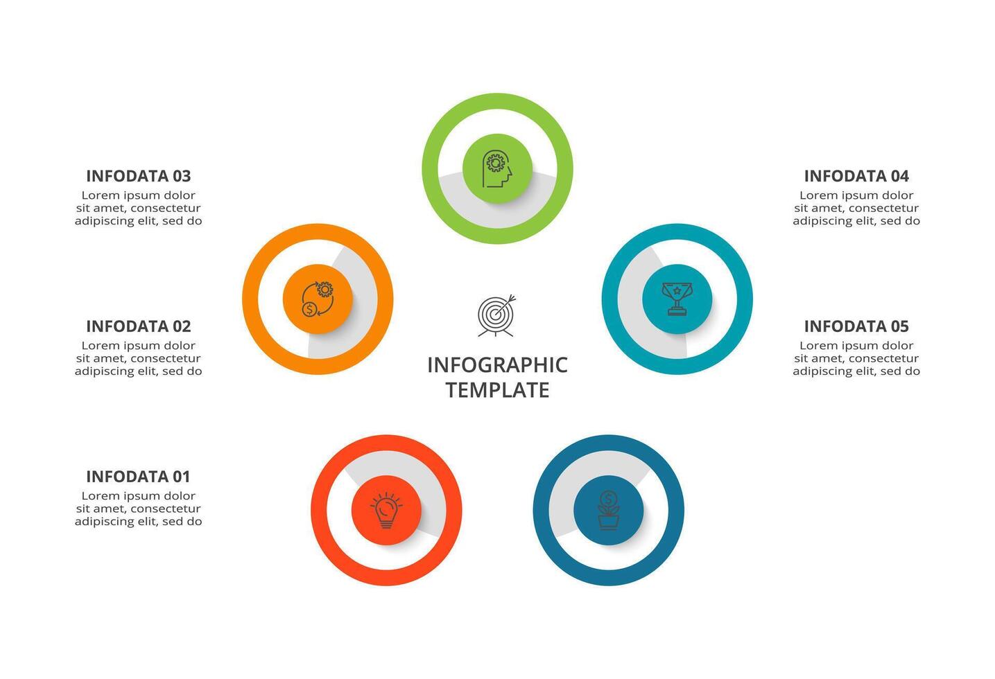 Creative concept for infographic with 5 steps, options, parts or processes. Business data visualization. vector