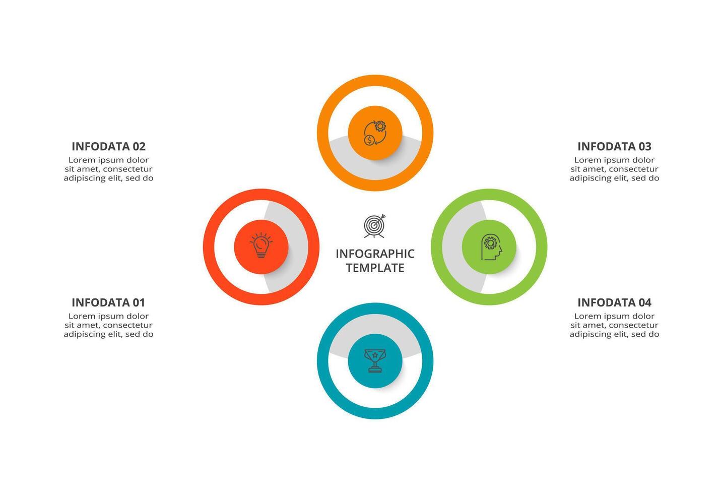 creativo concepto para infografía con 4 4 pasos, opciones, partes o procesos. negocio datos visualización. vector