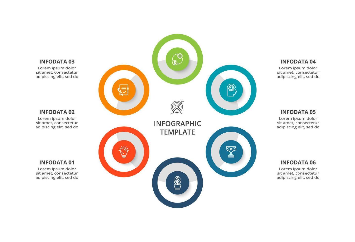 creativo concepto para infografía con 6 6 pasos, opciones, partes o procesos. negocio datos visualización. vector