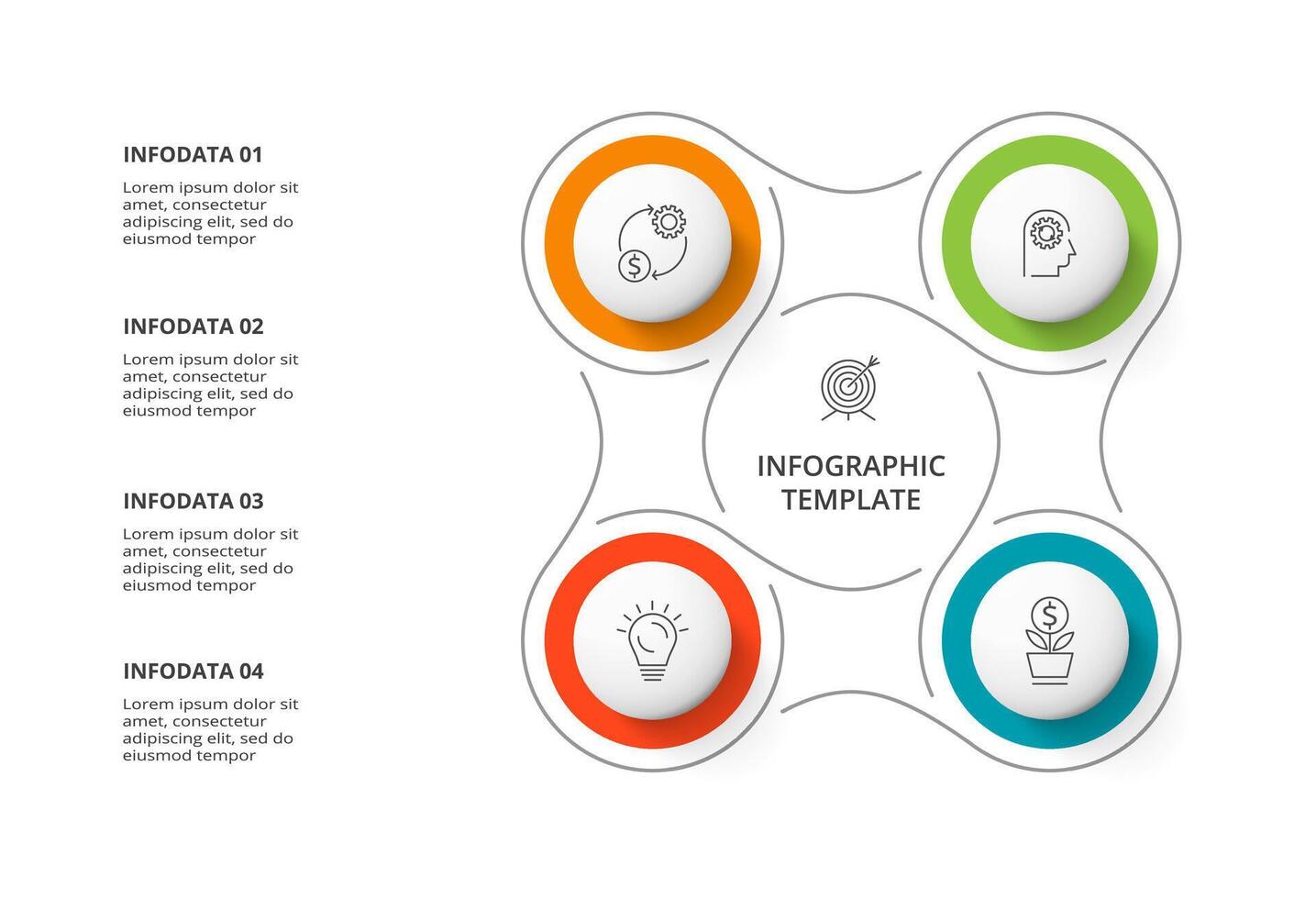 creativo concepto para infografía con 4 4 pasos, opciones, partes o procesos. negocio datos visualización. vector