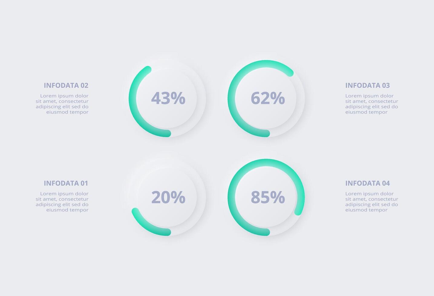 Neumorphic flowchart infographic. Creative concept for infographic with 4 steps, options, parts or processes. Template for diagram, graph, presentation and chart. vector