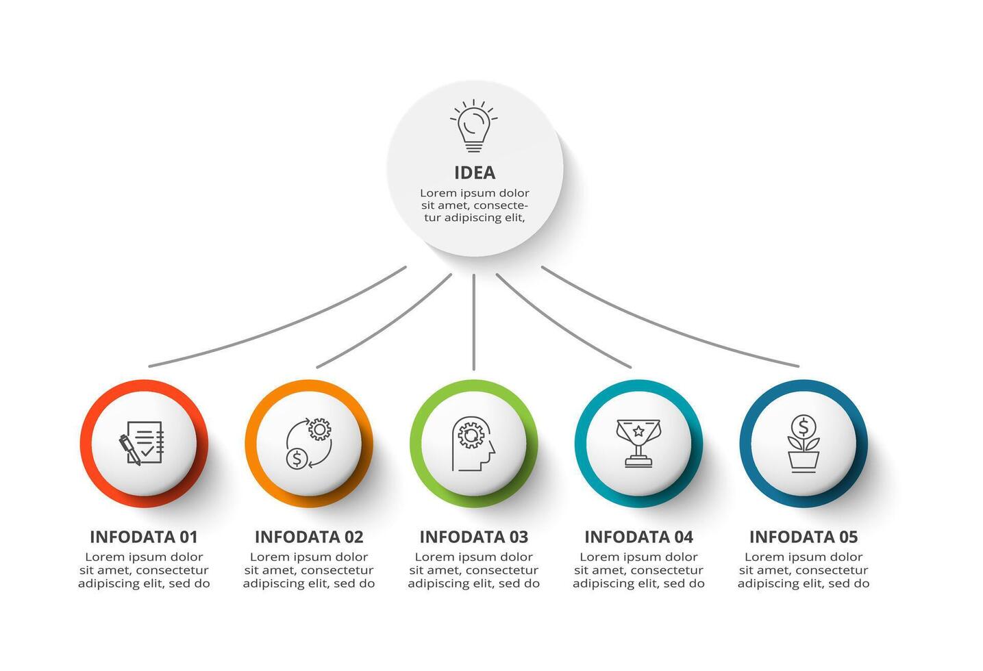 Creative concept for infographic with 5 steps, options, parts or processes. Business data visualization. vector