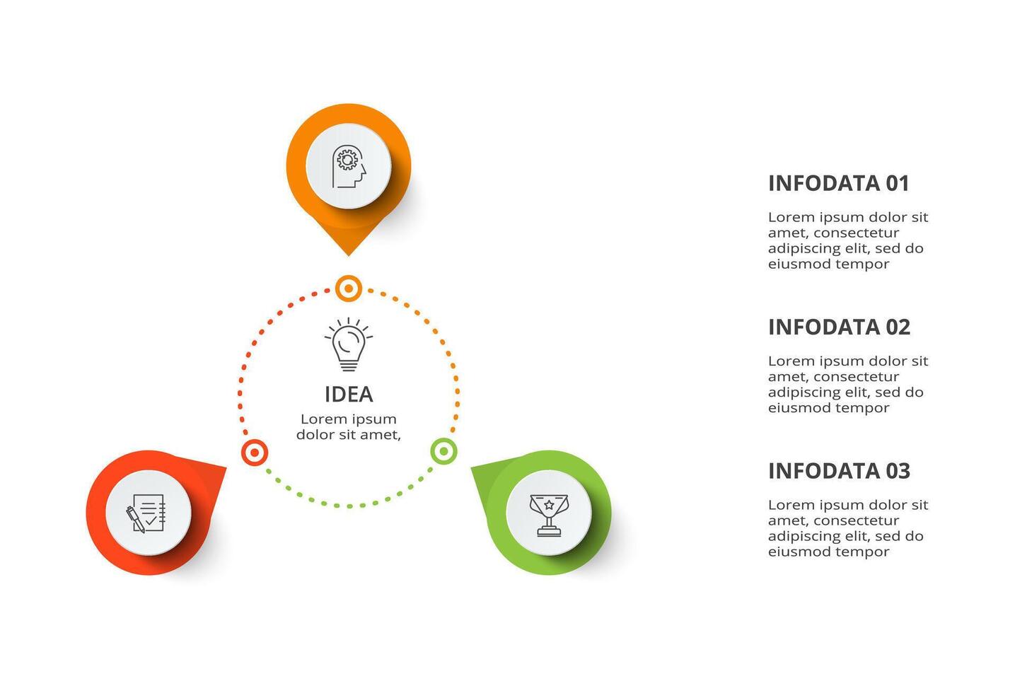 creativo concepto para infografía con 3 pasos, opciones, partes o procesos. negocio datos visualización. vector