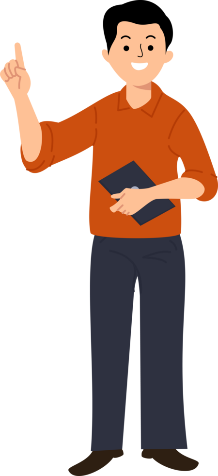 portrait man standing with pose pointing finger up png