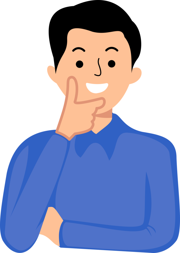 man with thinking gesture pose png