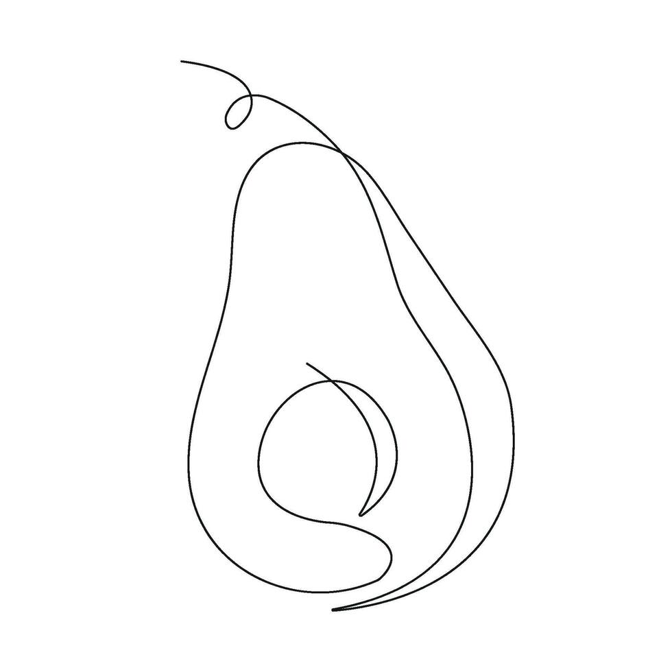 Avocado in continuous line art drawing style. Half avocado minimalist black linear sketch isolated on white background. illustration vector