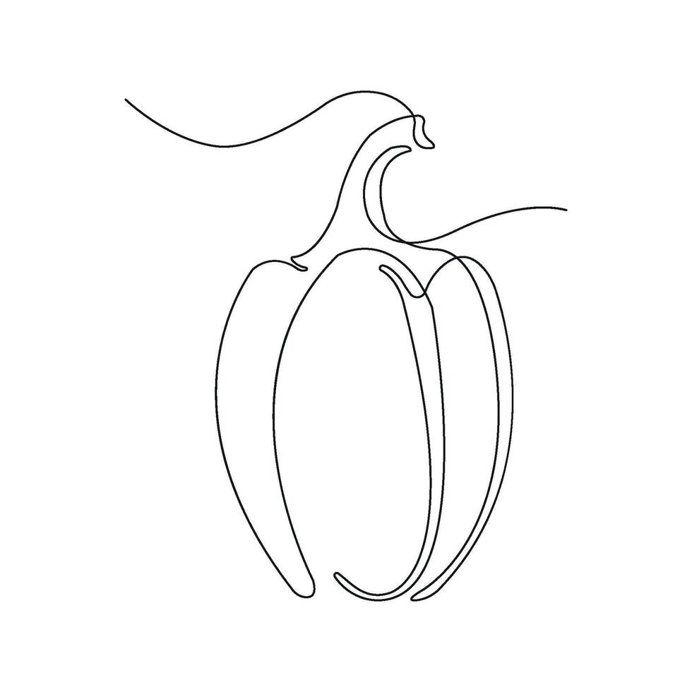 Pepper in continuous line art drawing style. One pepper minimalist black linear sketch isolated on white background. illustration vector