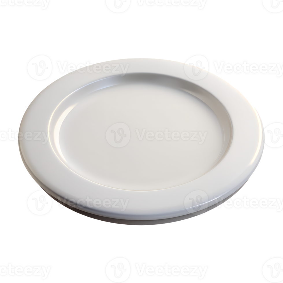 Blank white plate. isolated 3D icon on transparent background png
