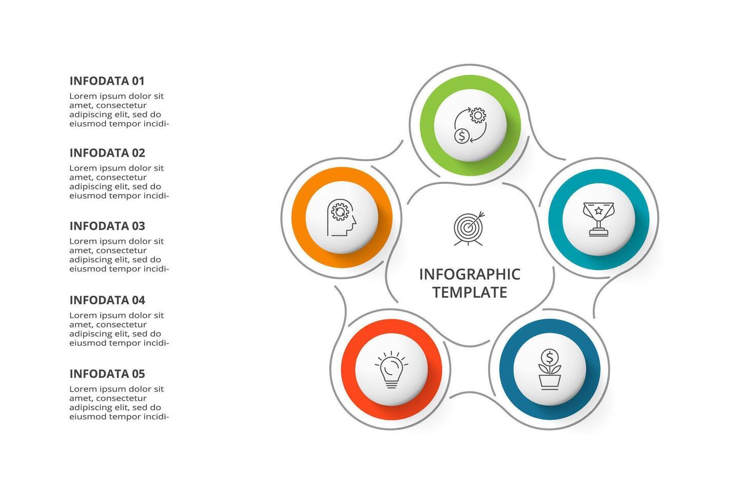 Creative concept for infographic with 5 steps, options, parts or processes. Business data visualization. vector