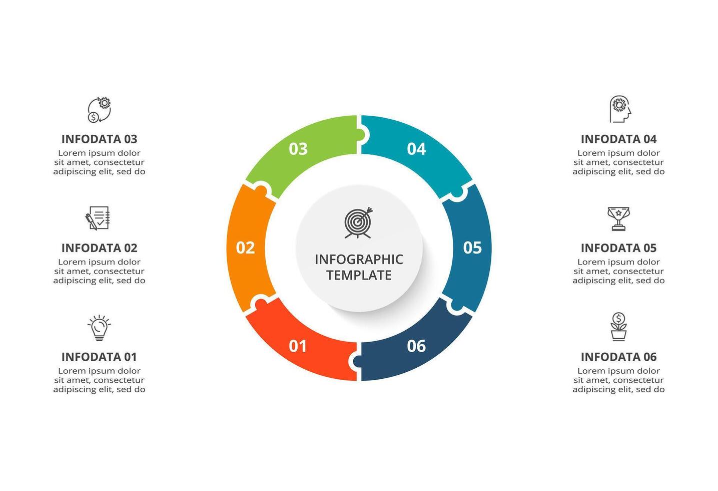 creativo concepto para infografía con 6 6 pasos, opciones, partes o procesos. negocio datos visualización. vector