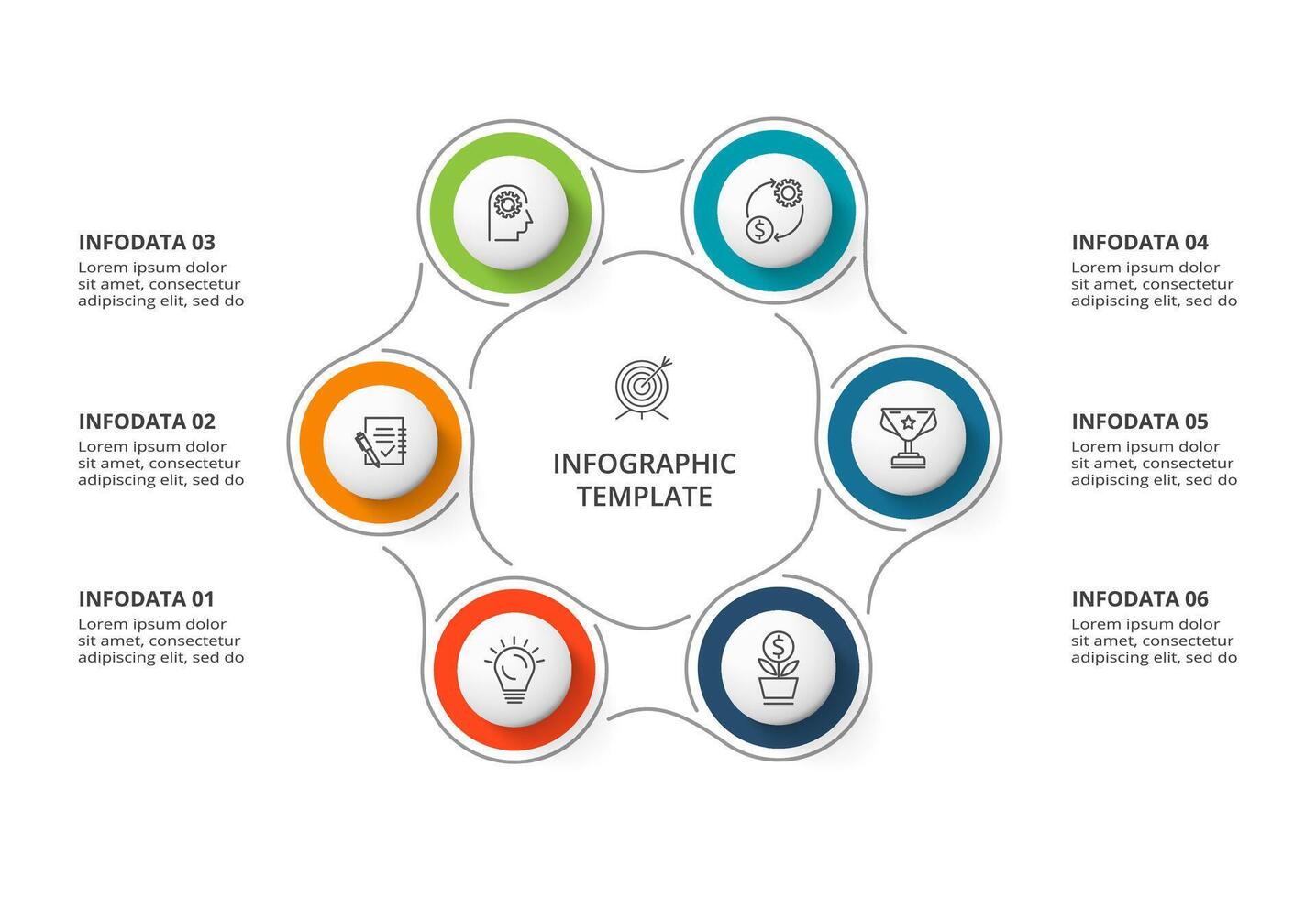 Creative concept for infographic with 6 steps, options, parts or processes. Business data visualization. vector