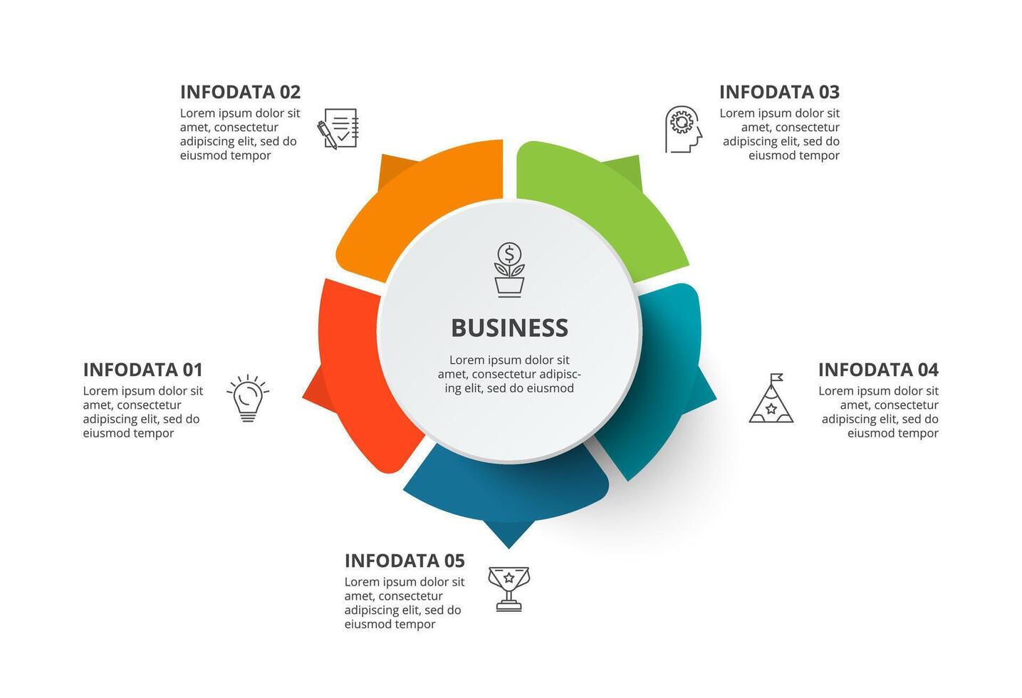 Creative concept for infographic with 5 steps, options, parts or processes. Business data visualization. vector