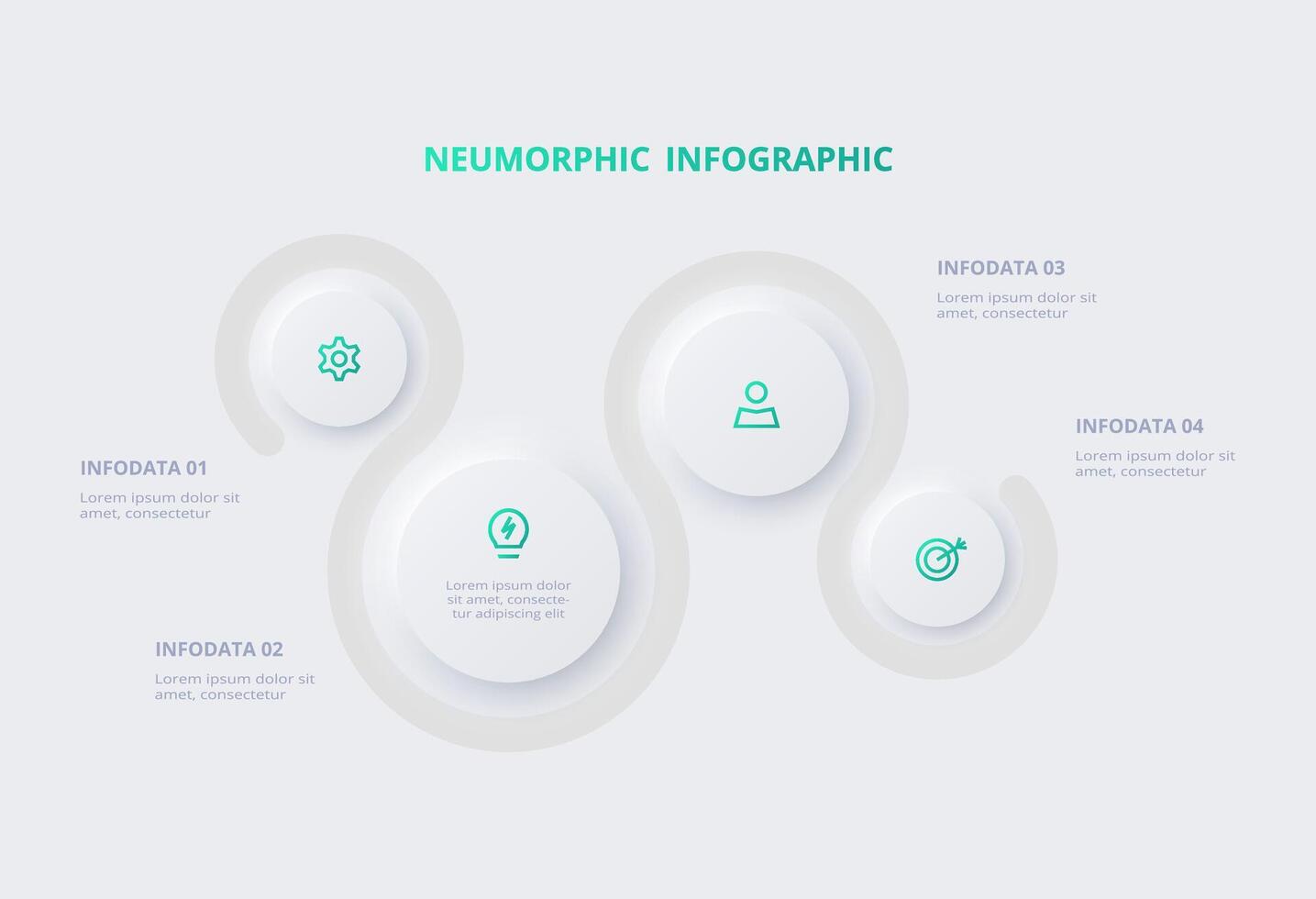 neumorfo diagrama de flujo infografía. creativo concepto para infografía con 4 4 pasos, opciones, partes o procesos. modelo para diagrama, grafico, presentación y cuadro. vector