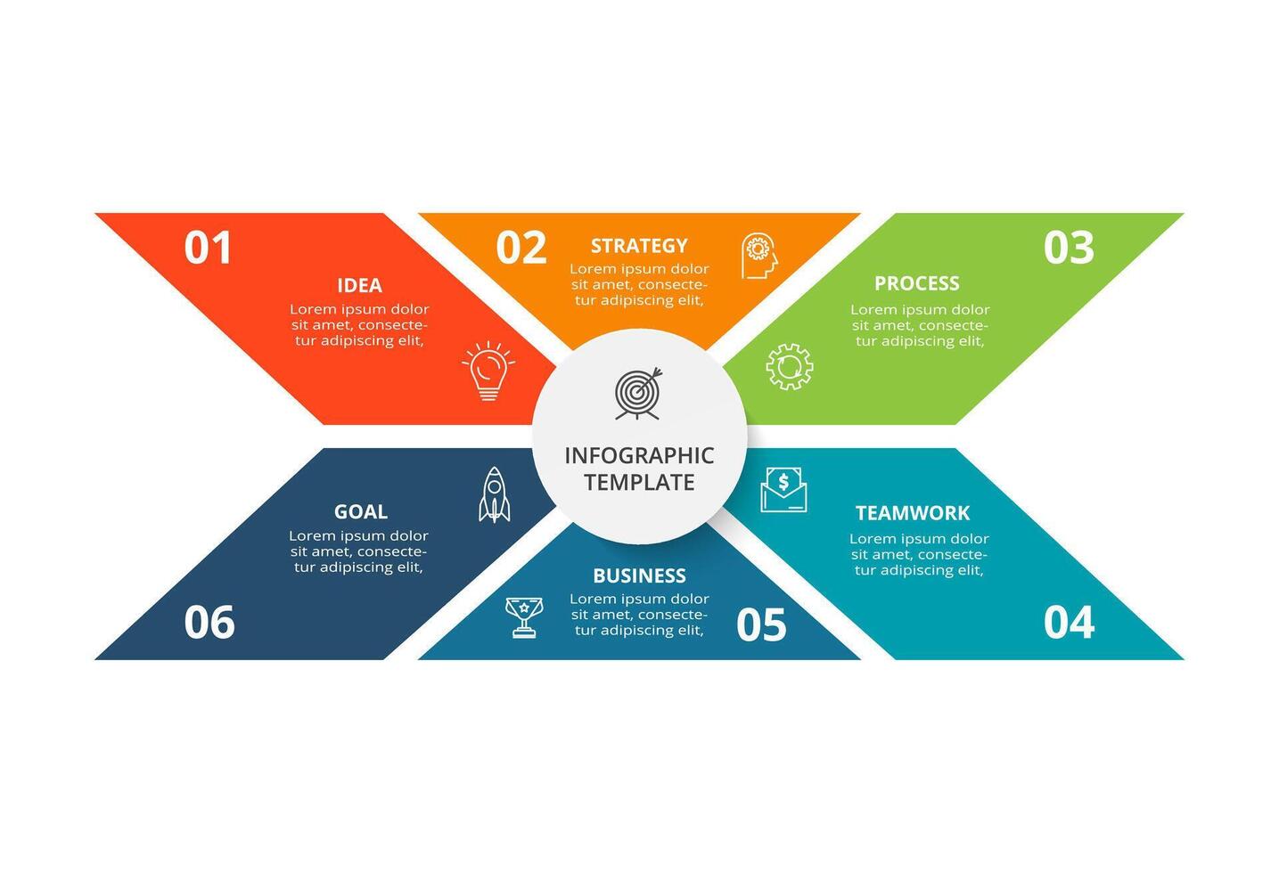 Creative concept for infographic with 6 steps, options, parts or processes. Business data visualization. vector