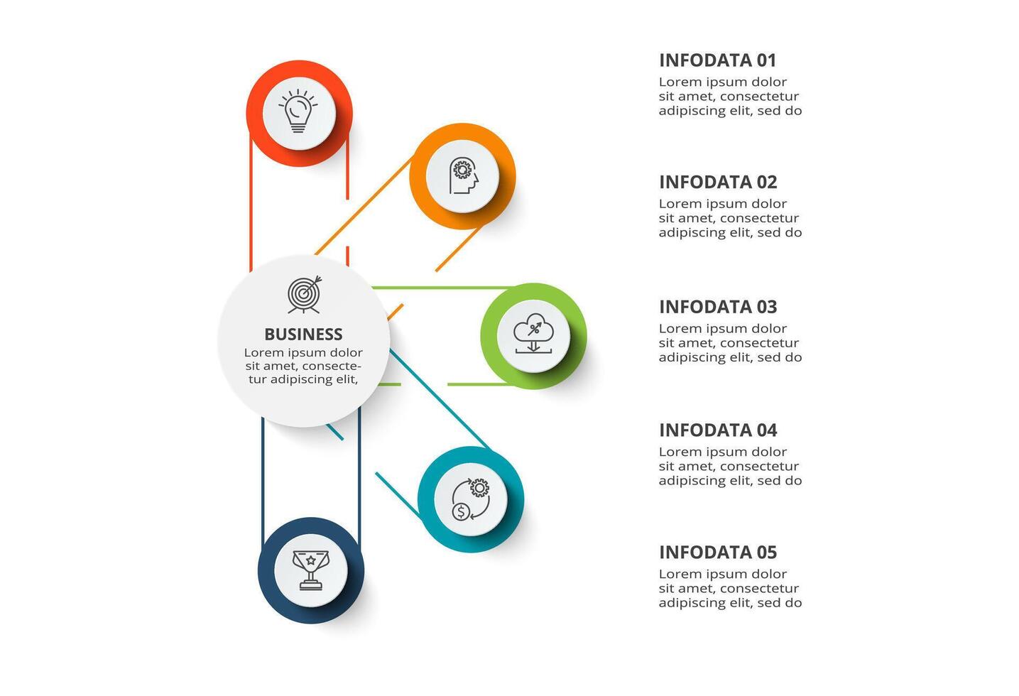 Creative concept for infographic with 5 steps, options, parts or processes. Business data visualization. vector