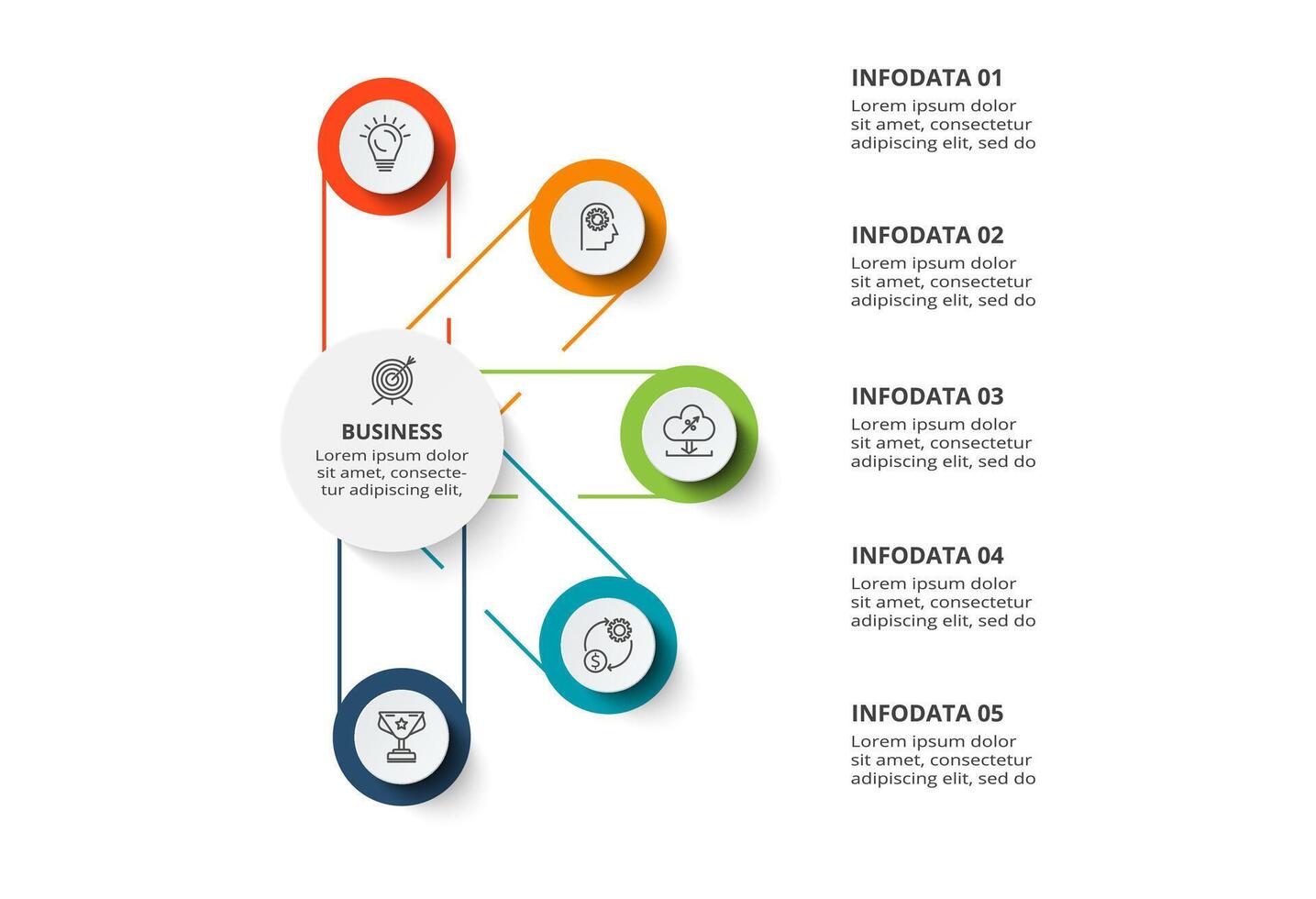 creativo concepto para infografía con 5 5 pasos, opciones, partes o procesos. negocio datos visualización. vector